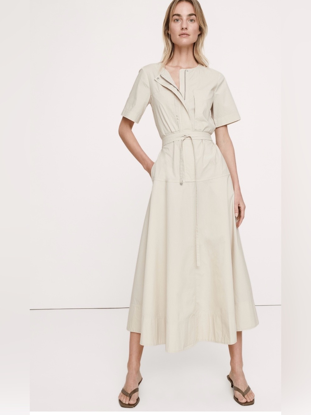 NWT-Banana Republic Beige Cotton Poplin Shirtdress, Small